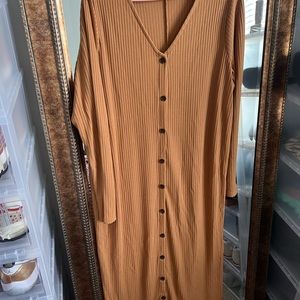 Rib knit midi cardigan sweater dress
